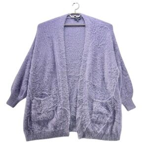 ModCloth Womens Cardigan Size 3X Fur Open Pockets Oversized Relaxed  Cozy Warm